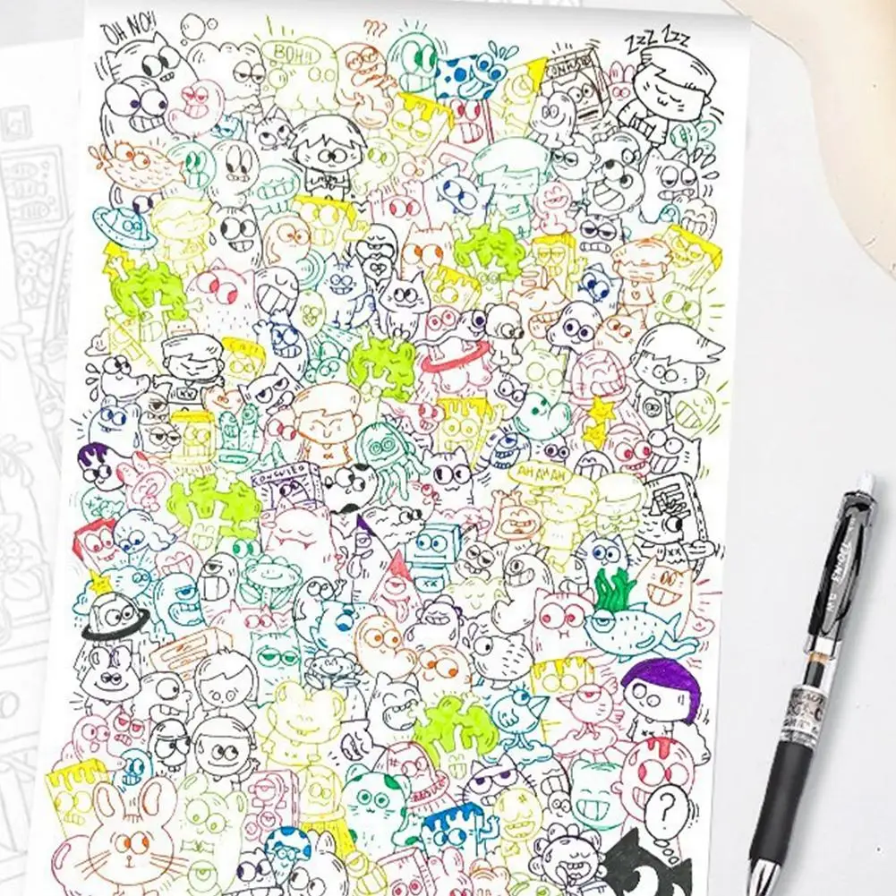 Decompression Graffiti Style Healing Coloring and Coloring Picture Book, Black and White Dense Line Draft