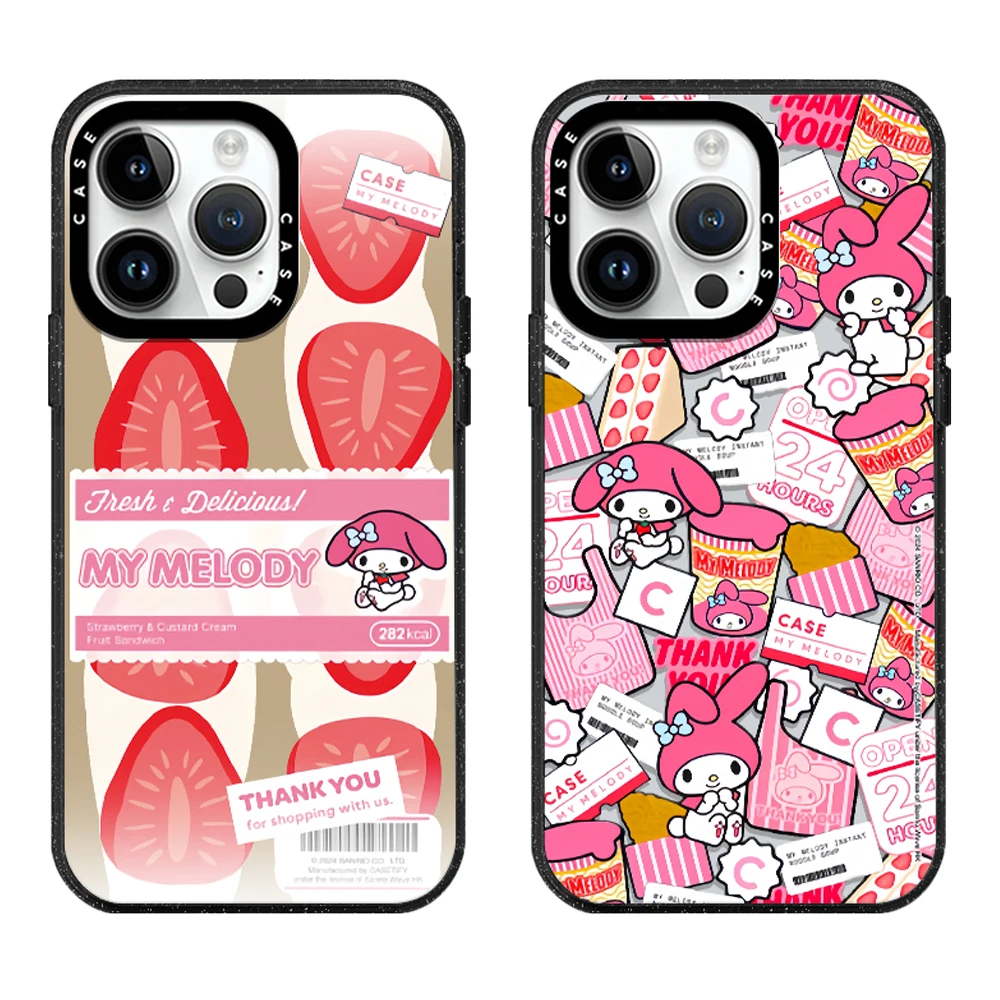 Akrylowe etui na telefon Sanrio Anime Pink Melody z MagSafe do iPhone\'a 16 15 14 13 12 11 Pro Max Plus Anti-drop Back Cover