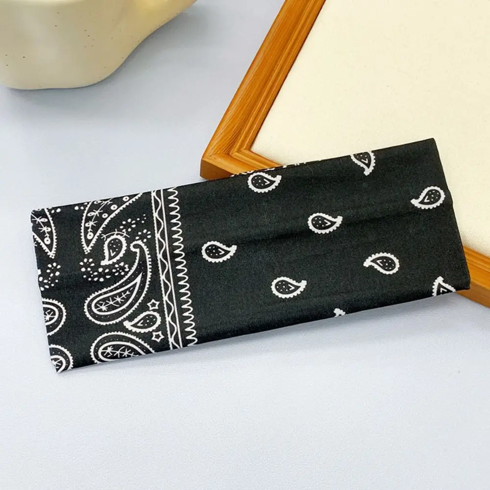 Fashion Flower Printed Hair Band Non-slip Soft Wide Hairband Sweat-absorbing Hair Accessories Sports Cross Headband