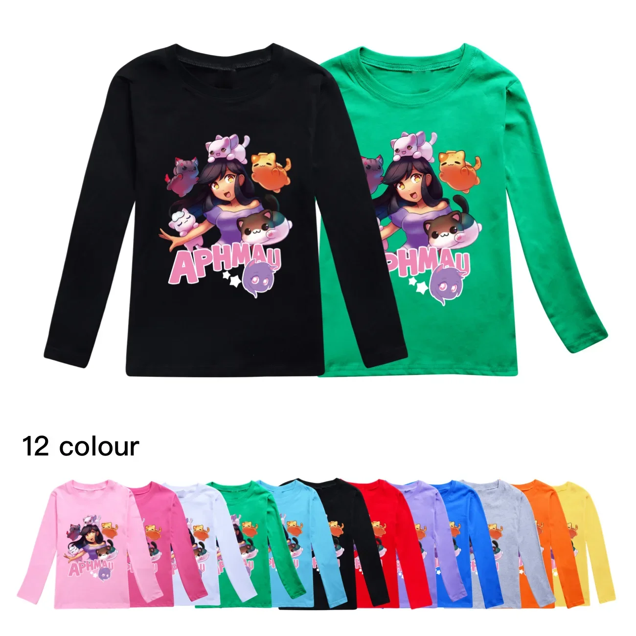 

APHMAU CATS Aaron Lycan T Shirt Kids 2024 Fall Clothes Baby Girls Cotton Long Sleeve Tops Children's T-shirt Boys Leisure Wear