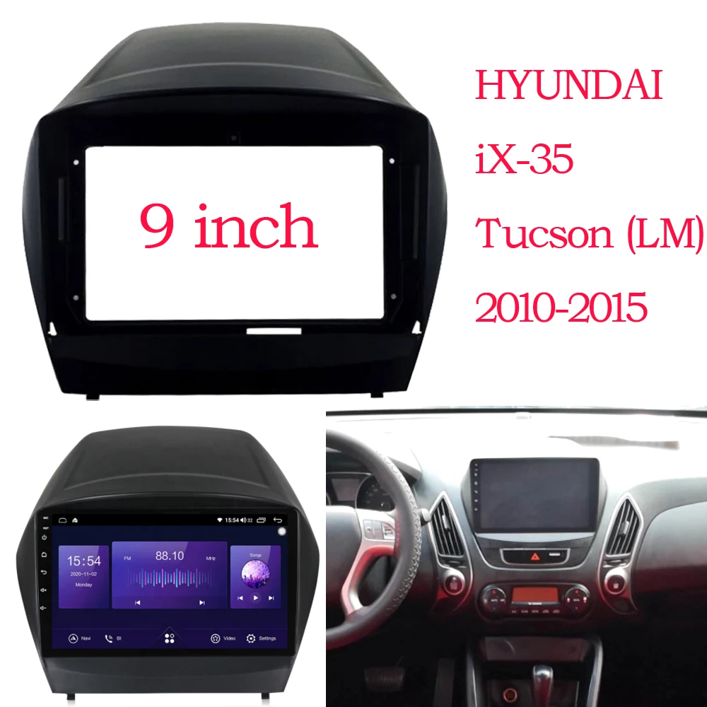 9/10.1 Inch 2 din Radio frame for HYUNDAI TUCSON IX35 2010-15 DVD Player Installation Panel Surround Dash Trim Kit Audio frame