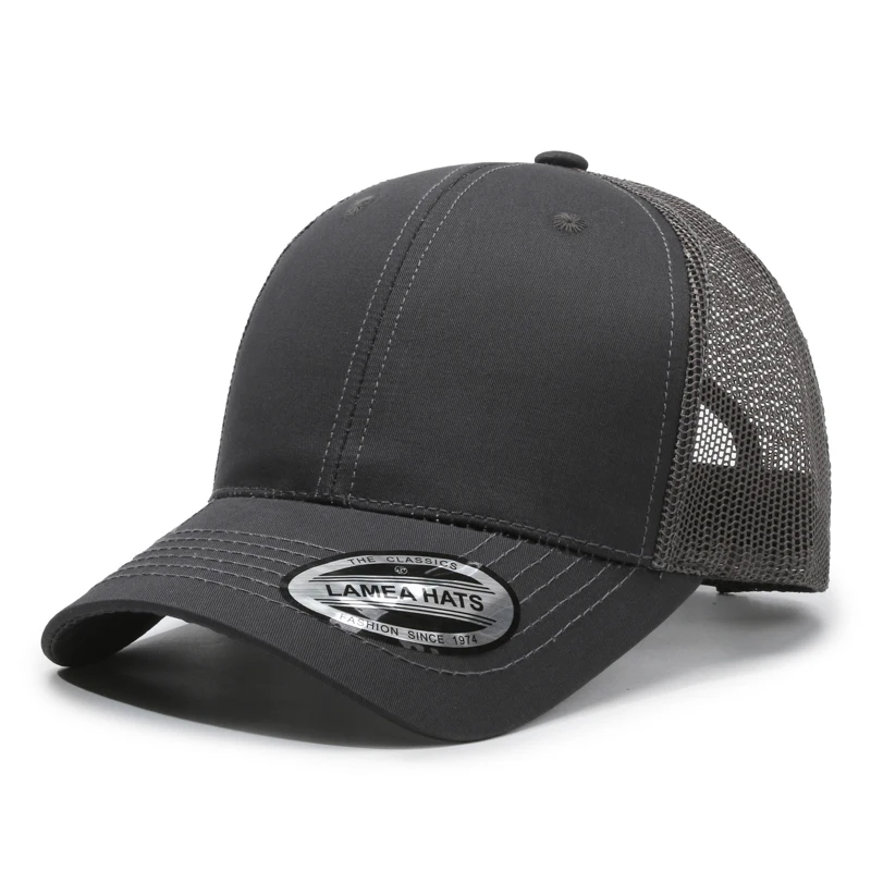 Afbeelding 4: Aangepaste logo effen kleur baseball cap mannen en vrouwen Richarson 112 mesh ingerichte mode trucker hoed hip hop gebogen rand snapback