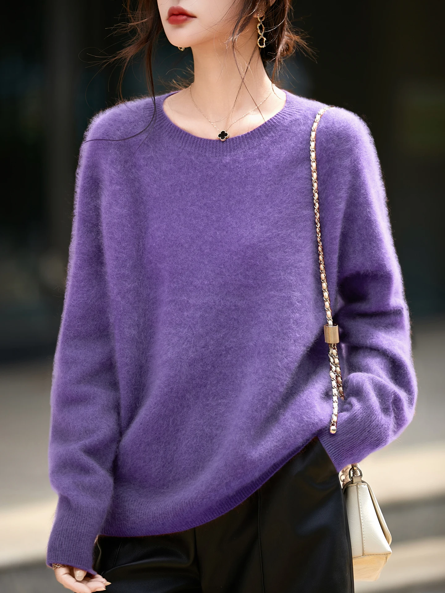 Light Luxury Autumn Winter Women Sweater Fashion Female 100% Merino Wool Knitted Pullover Cashmere Lady Long Sleeve Clothing Top