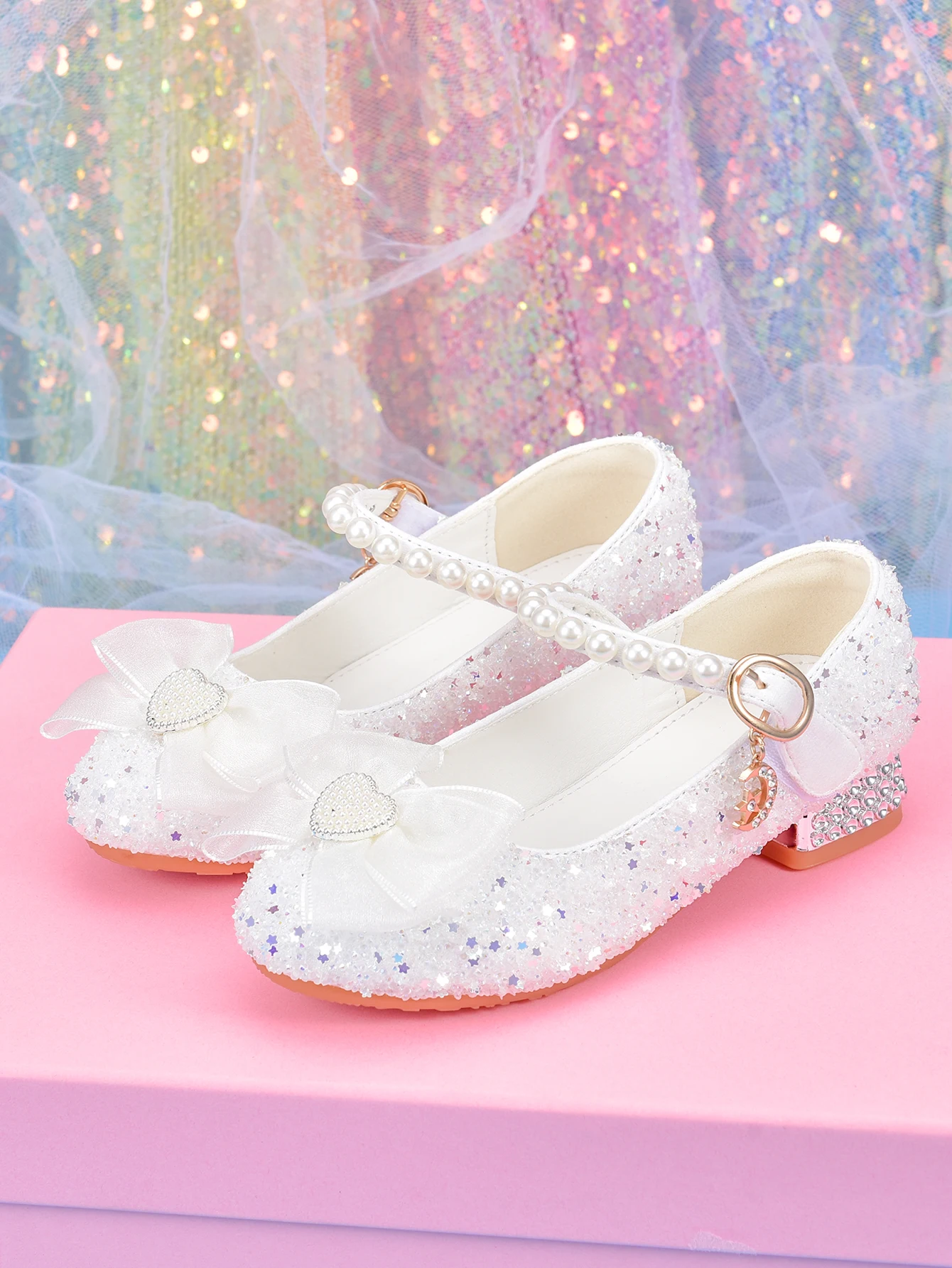 

Girls' White High Heels, Princess Style Spring & Autumn Leather Shoes, Children's Dress Shoes