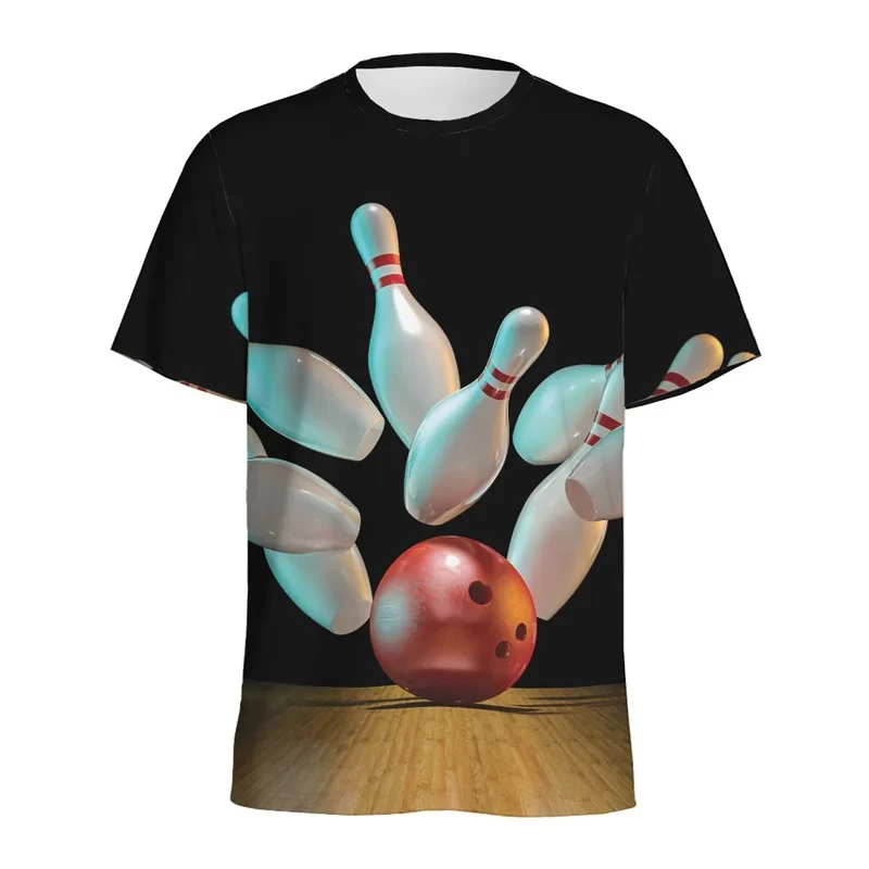 

3D Printed Fashion Bowling Golf Ball Graphic Tshirt For Men Summer Crew Neck Short Sleeved T Shirts Mens Plus Size Tees Top