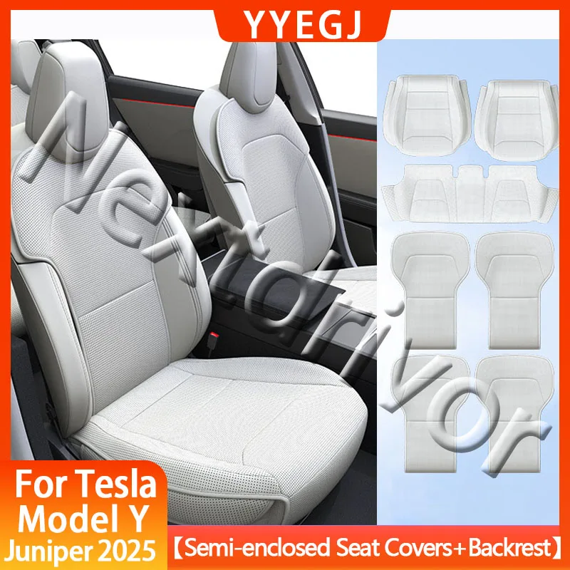 

For Tesla ModelY Juniper 2025 PU Seat Cushion Ventilation Comfortable, Four Seasons Universal Split Single Sitting Back row Set