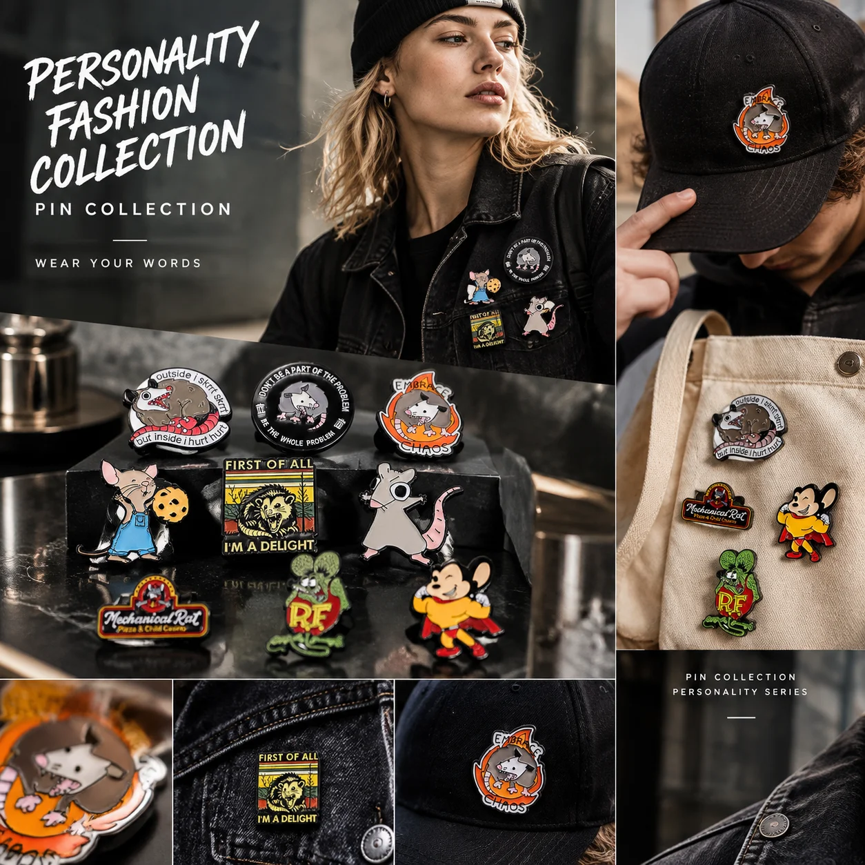 Cartoon Mouse Opossum Brooch Badge Clothing Backpack Ornament Accessories Pin Alloy Badge Cross Border In Stock Wholesale