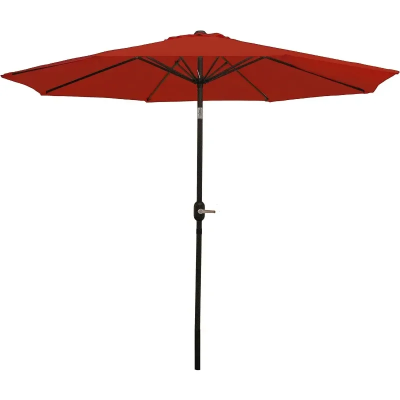 

9-Foot Patio Umbrella - Push-Button Tilt and Crank Handle - Aluminum Pole and Polyester Shade Canopy