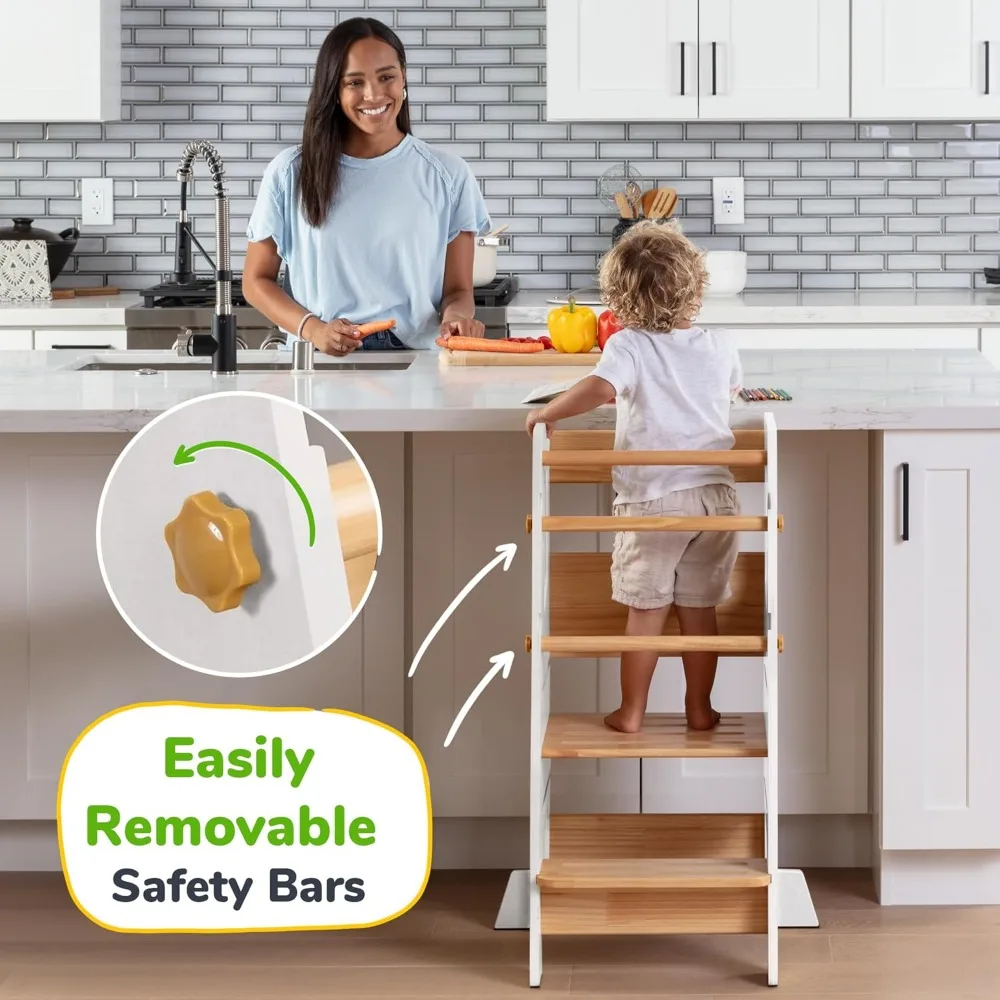 Toddler Standing Tower - Complete Toddler Kitchen Stool Helper - Ideal Kids Kitchen Step Stool for Learning New Skills - Updated
