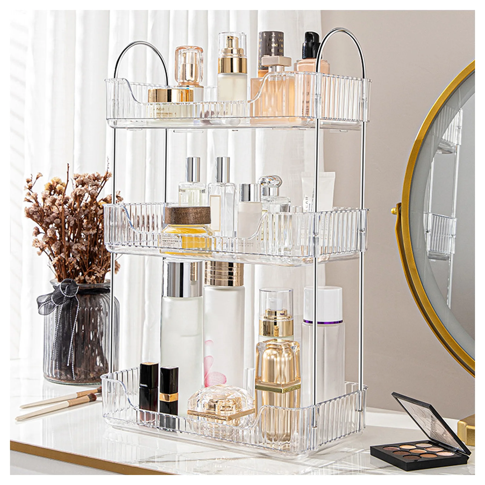 

Simple Bathroom Commodity Shelf Large Capacity Make up Caddy Shelf for Perfume Makeup Skincare