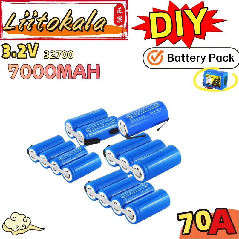 

【2lots-20%OFF】LiitoKala DIY 3.2V 32700 7000mAh Lii-70A LiFePO4 35A Continuous Discharge welded Perfect for BATTERY combination