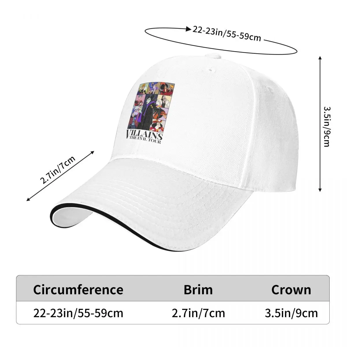 Disney Villains Challenge Cap Fashion Casual Baseball Caps Adjustable Hat Hip Hop Summer Unisex Baseball Hats Customizable