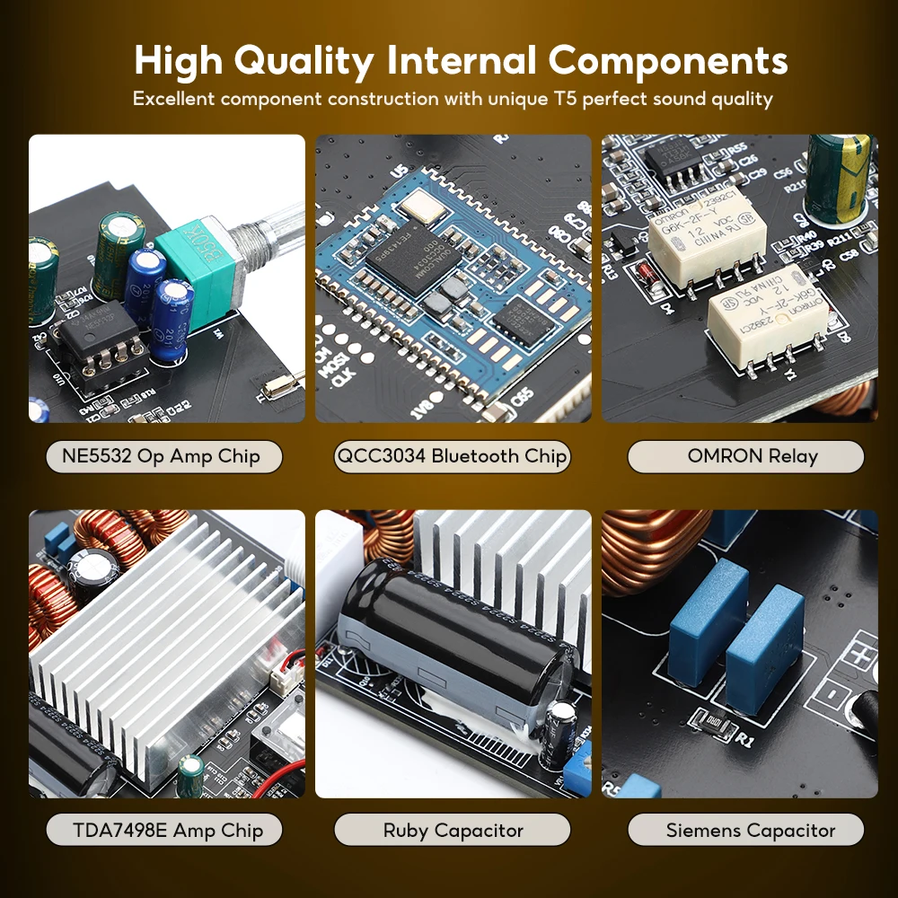 AIYIMA T5 MM Phono Tube Amplifier 160Wx2 NE5532 Stereo Amplifier Bluetooth Audio Amplifier VU Meter Turntable Phonograph Preamp