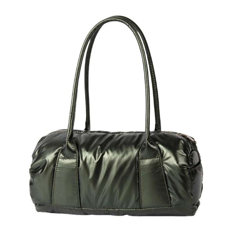 Women Soft Handbag Cylinder Bag PU Leather Shoulder Bag Korean Styles Armpit Bag