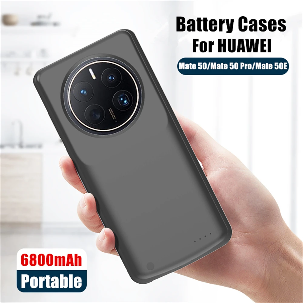 

Power Case For Huawei Mate 50 Pro 50E Smart Battery Charger Cases External Battery Portable Powebank Charging Cover 6800mAh