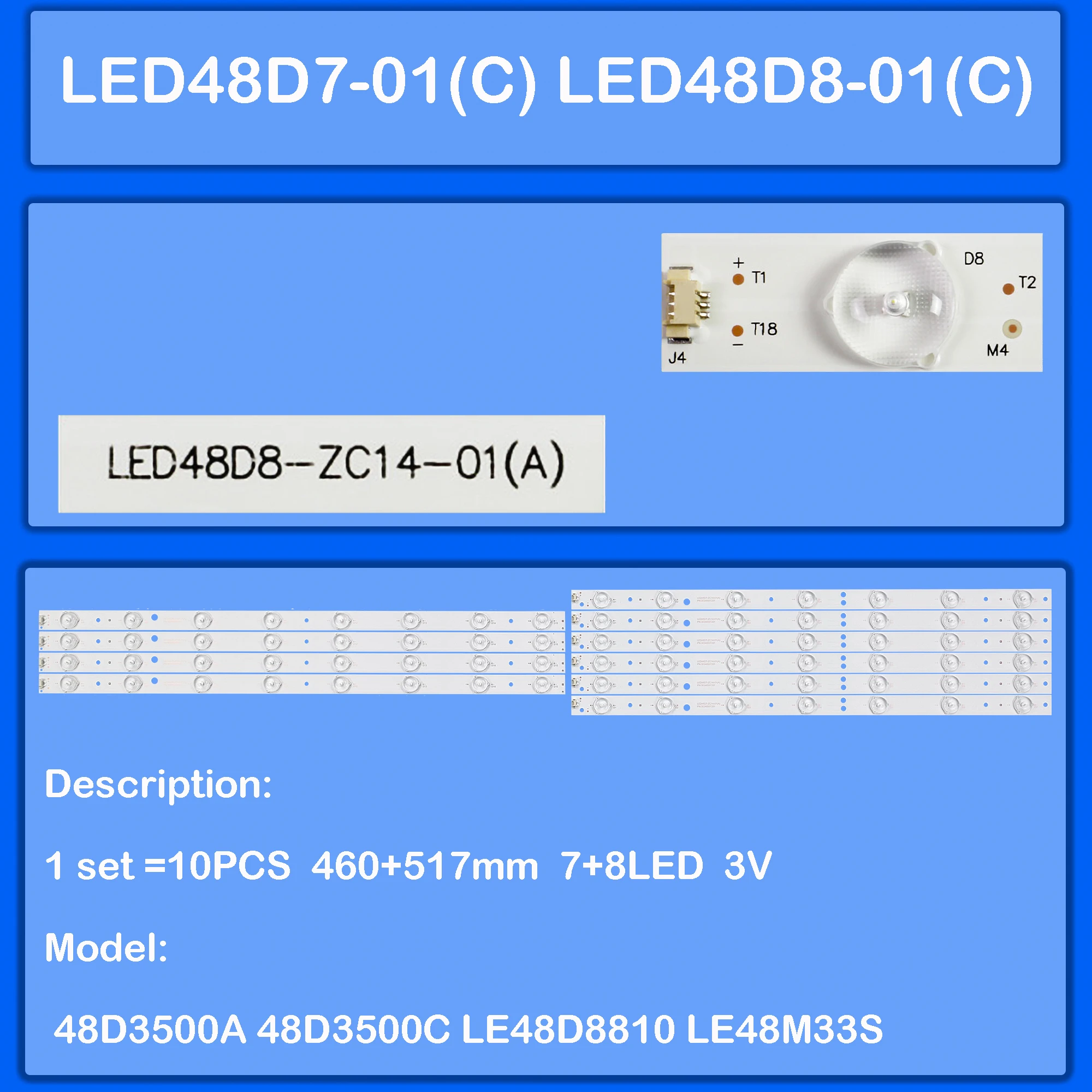 LED Backlight strip for MTV-4829LTA2 LE48F3000W LE48B510X LE48M600F D48MF7000 LE48M40S LED48U3300 48D3500A 48C2 48A21Y LE48D8810