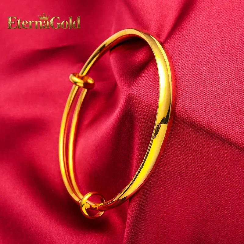 EternaGold  Starry Sky Push-Pull Round Bracelet for Women, 24K Gold, AU999 | Matte gold with starburst texture, subtle glamour f