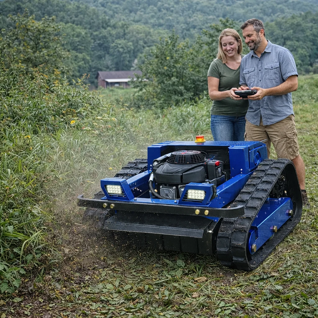 

Customized CE/EPA Certified Remote Control Lawn Mower Industrial 4-Stroke 45° Slope Climbing Performance High Adaptability