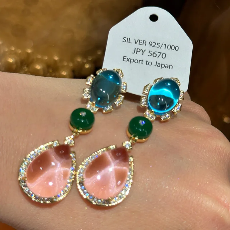 موضة جديدة البيضاوي قطرة الماء شكل أقراط مزاجه طويلة