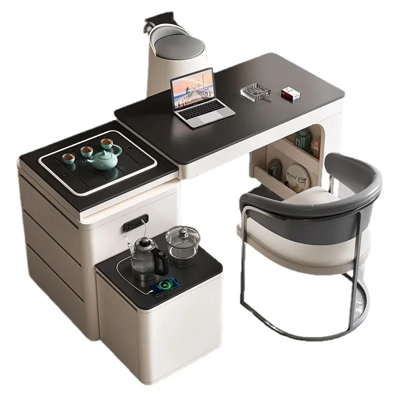 

Household tea table, rotatable and retractable movement, small apartment balcony tea table and chair combination, integrated