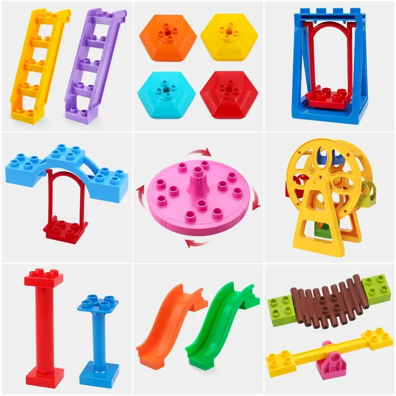 

Big Building Blocks Compatible Playground Spin Parts Children Educational Creative Slide Swing Ladde Seesaw Bricks Toy Kid Gift