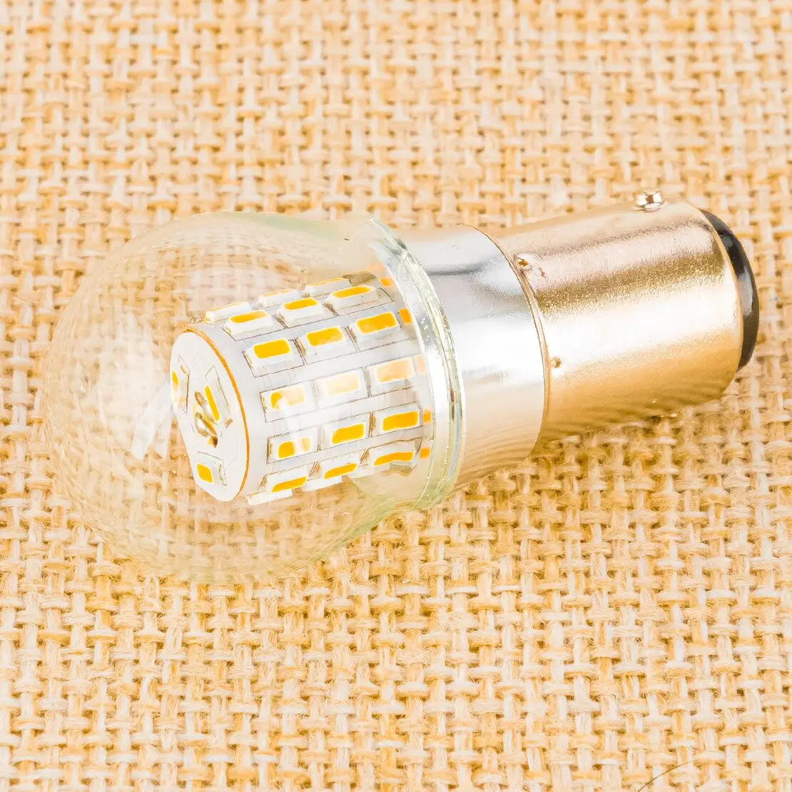 Yellow LED Car Turn Signal Reverse Light Double Contact Bayonet Bulb BA15D 1157 10-30V 4.2W