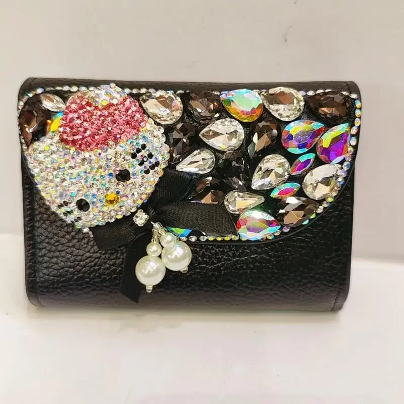 

Мини-кошелек Hello Kitty с пайетками, многофункциональный, с изображением аниме-персонажей, для женщин, милый мультяшный дизайн