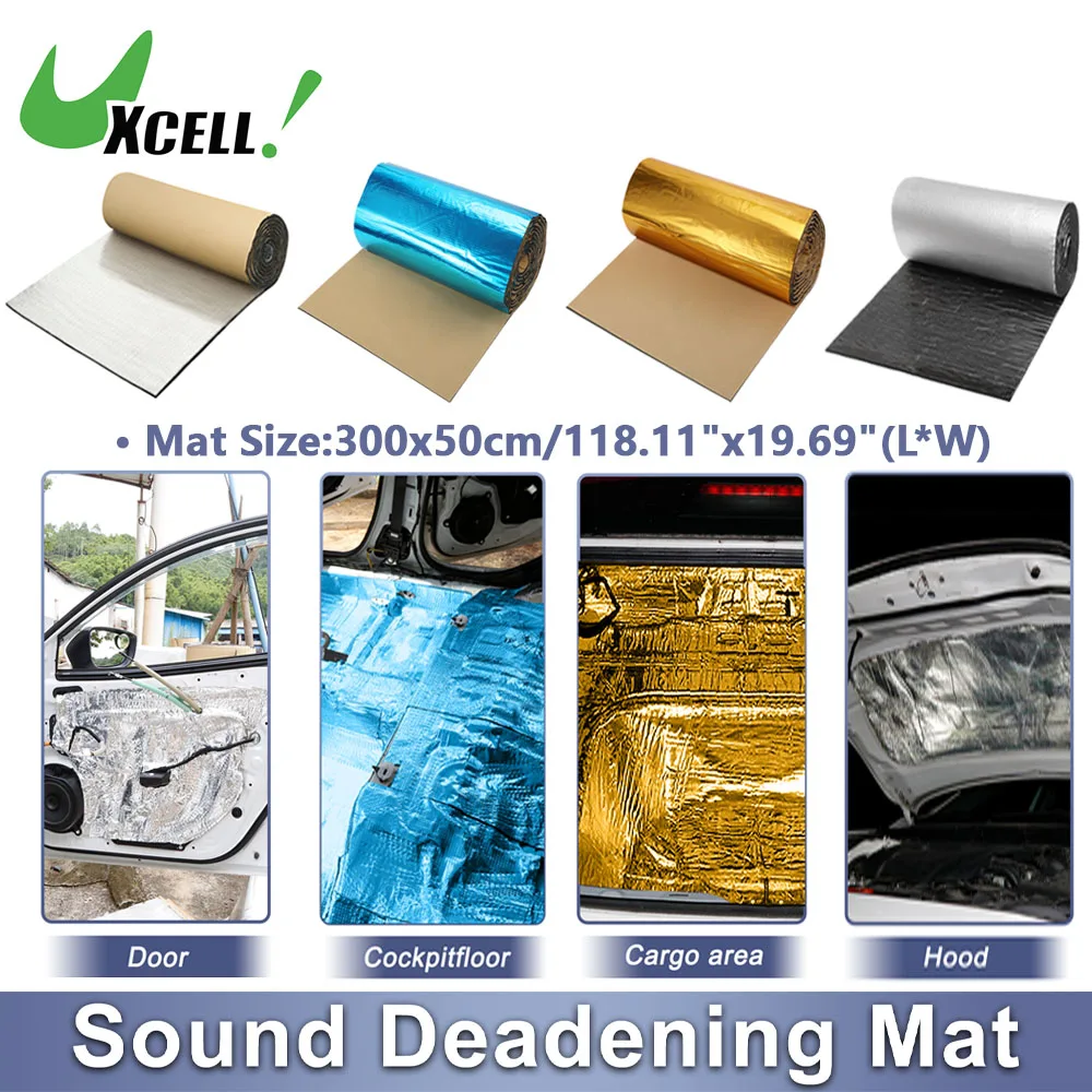 

UXCELL 1 Roll Sound Deadening Car Heat Noise Insulation Deadening Mat Glassfiber Material Self Adhesive Cover Silver Tone