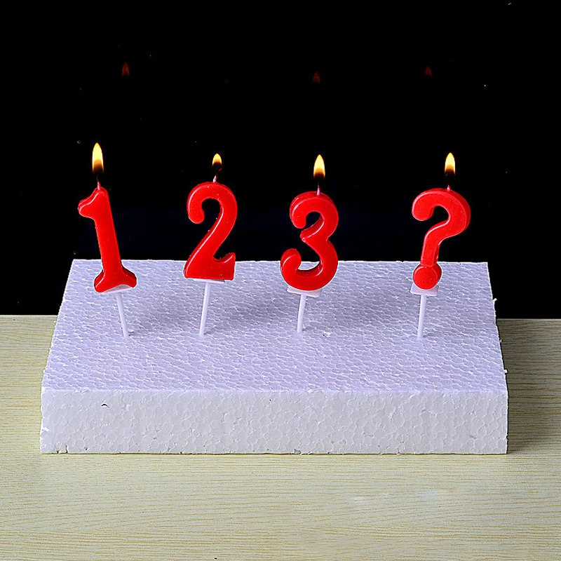 Red Number Shaped Candles Happy Birthday Cake Decorative Candle for Kids Girls Baby Party Ornament Home Decor Supplies