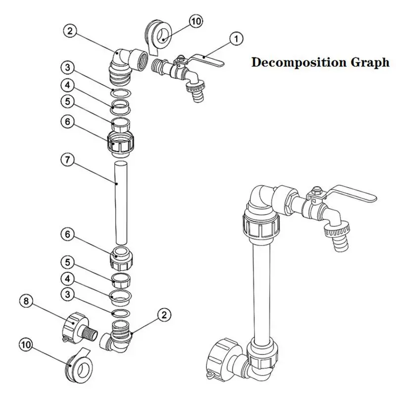 Tote Adapter Fitting Threaded Hose Faucet Zinc Alloy Faucet With Extension Tube Leakproof Faucet Valve Garden Tube Bib For