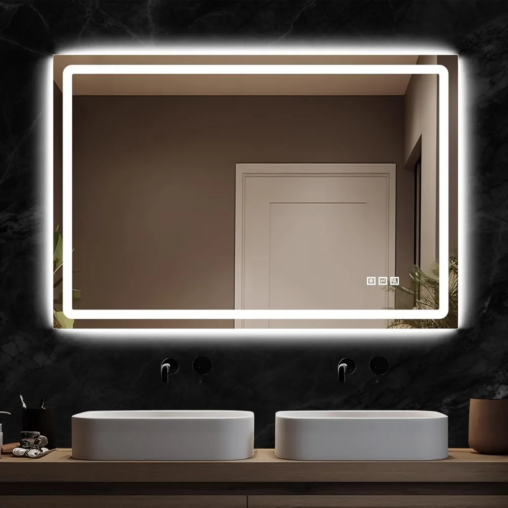 

DURASPACE 60 X 40 Inch Led Bathroom Mirror with Frontlit and Backlit,Dimmable Vanity Wall Mirror Anti-Fog Memory Mirrors