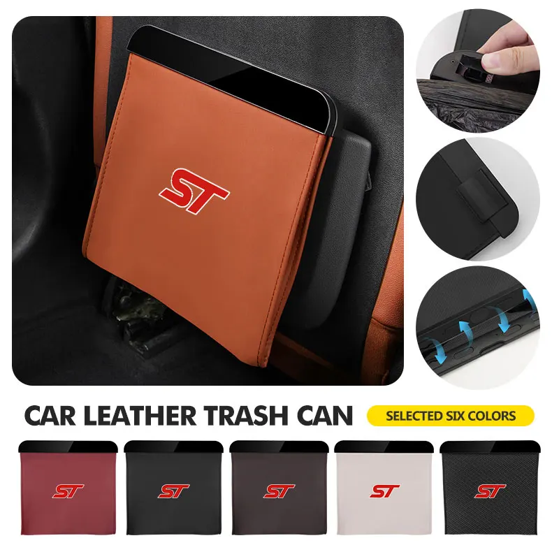 

Leather Car Garbage Bag Waterproof Trash Storage Bag Folding For Ford ST Racing RS S Mustang Kuga Fiesta Fusion Mondeo Edge