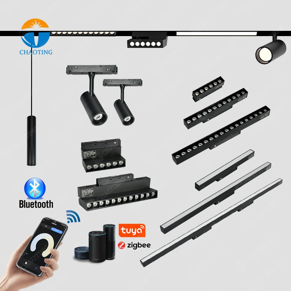 

Magnet Lights Smart Tuya Dimmable Magnetic Linear Track Light Surface Recessed Pendant 48V Magnetic Track Light System