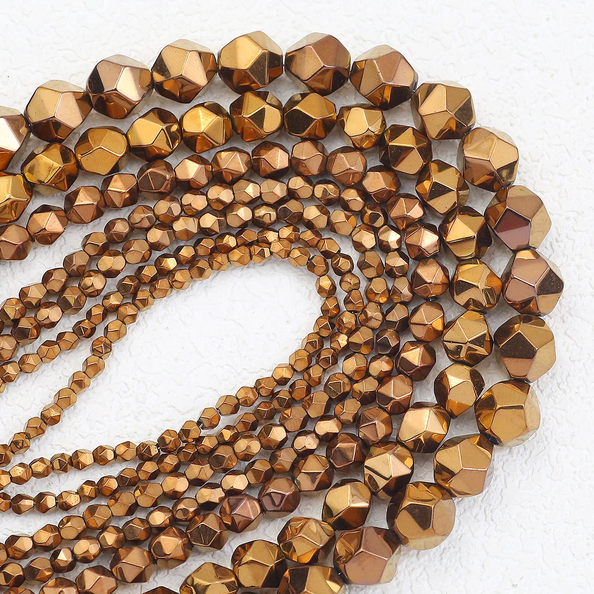 3/4/6/8/10MM Kupfer Farbe Natürliche Hämatit Stein Facettierte Runde Spacer Lose Perlen für Schmuck Machen Armband DIY Zubehör