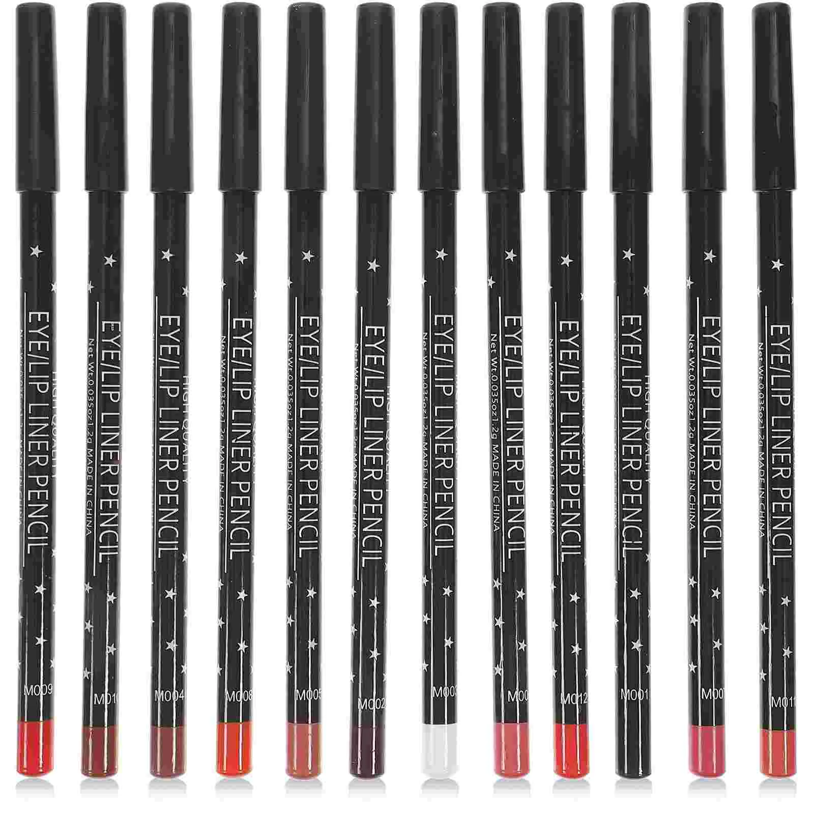 12 Pcs Lip Pencil Black Eyeliner Matte Lipstick Pencils Bamboo Women Waterproof