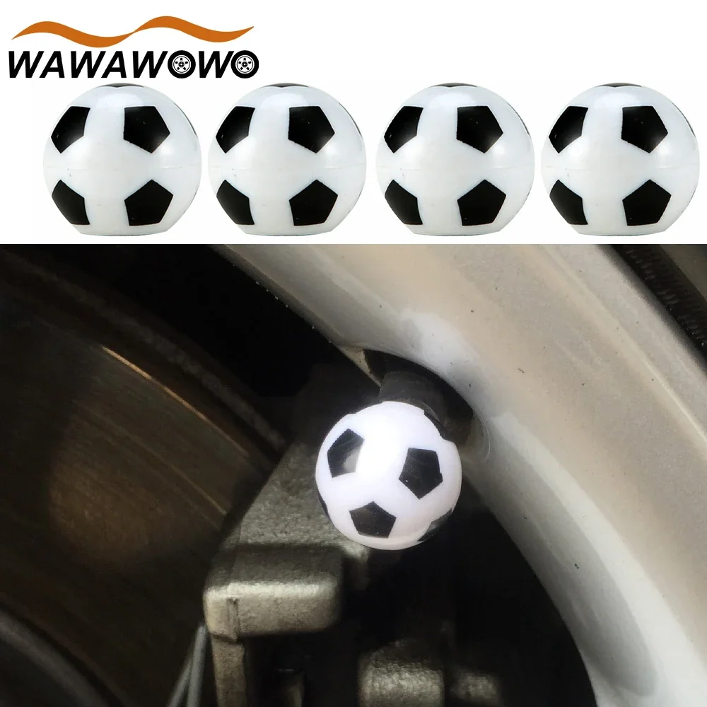 4Pcs/Set Soccer Ball Football Shape Universal Car Bike Truck Motorcycle Wheel Tire Valve Caps Dust Dustproof Cap Tire Decoration