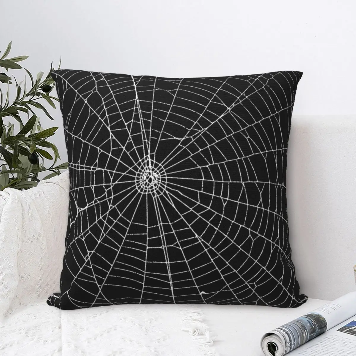 Spider Web Halloween Pillowcase Print Polyester Cushion Cover Decor cobweb spiderweb goth Throw Pillow Case Cover Home 45X45cm