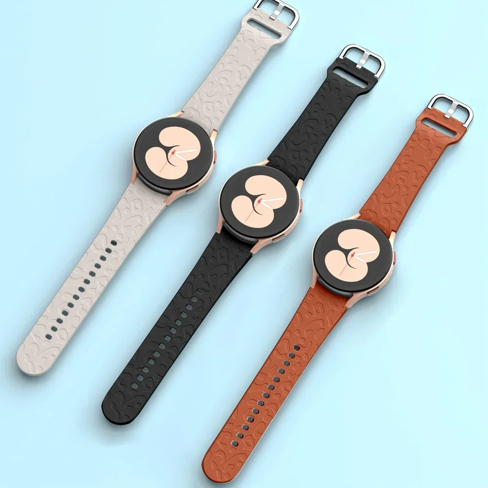 No Gaps Sports Silicone Leopard Print Strap For Samsung Galaxy Watch 6 5 Pro 45mm 4 Classic 47mm/46mm 40 44mm Bracelet Watchband