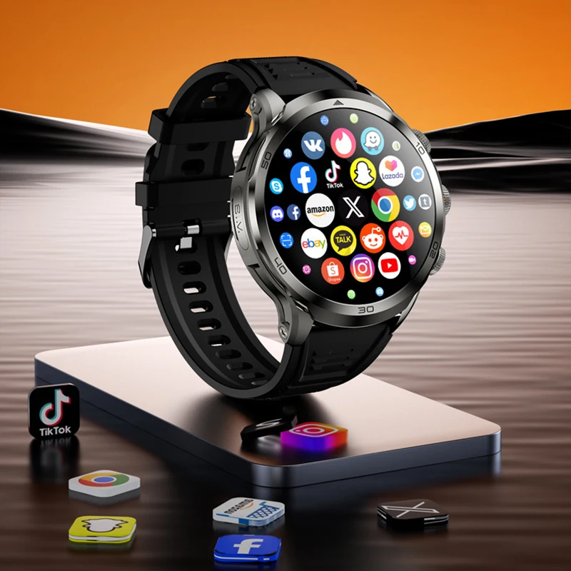Domars New Full Network Man Smartwatch Android System 1.75-inch 466*466 AMOLED Screen Rotating Camera Sleep monitoring GPS WiFi