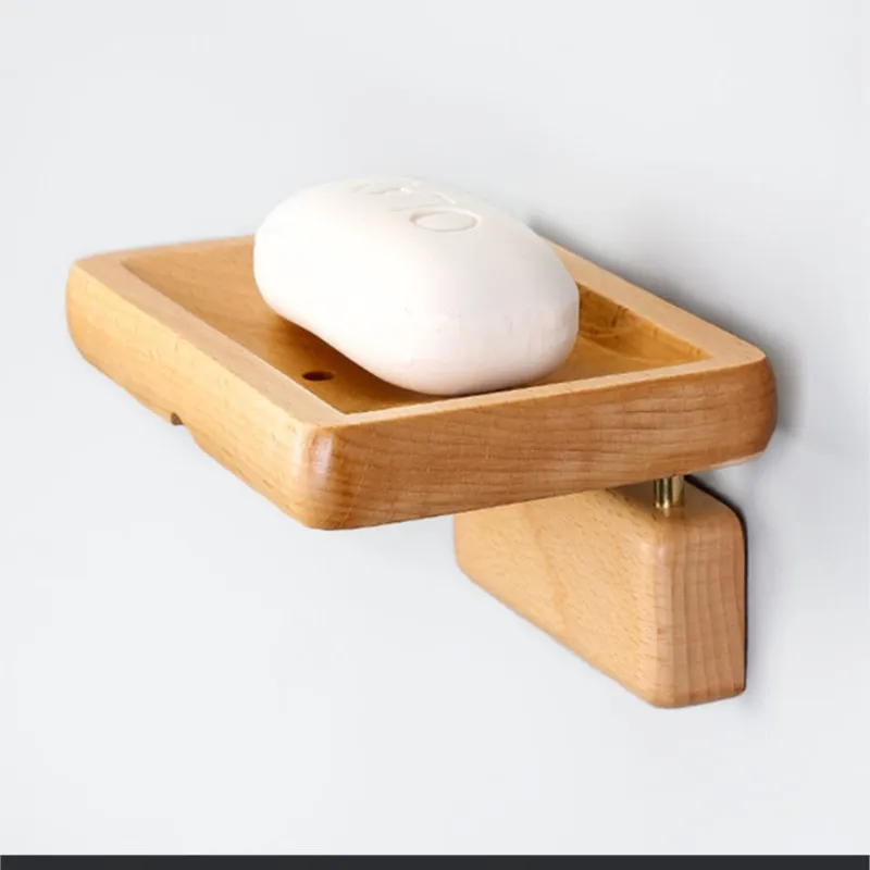 Nordic Solid Wooden Soap Holder Washbasin Storage Rack Bathroom Wall Mounted Soap Storage Dish Black Walnut Soap Holder ZG807