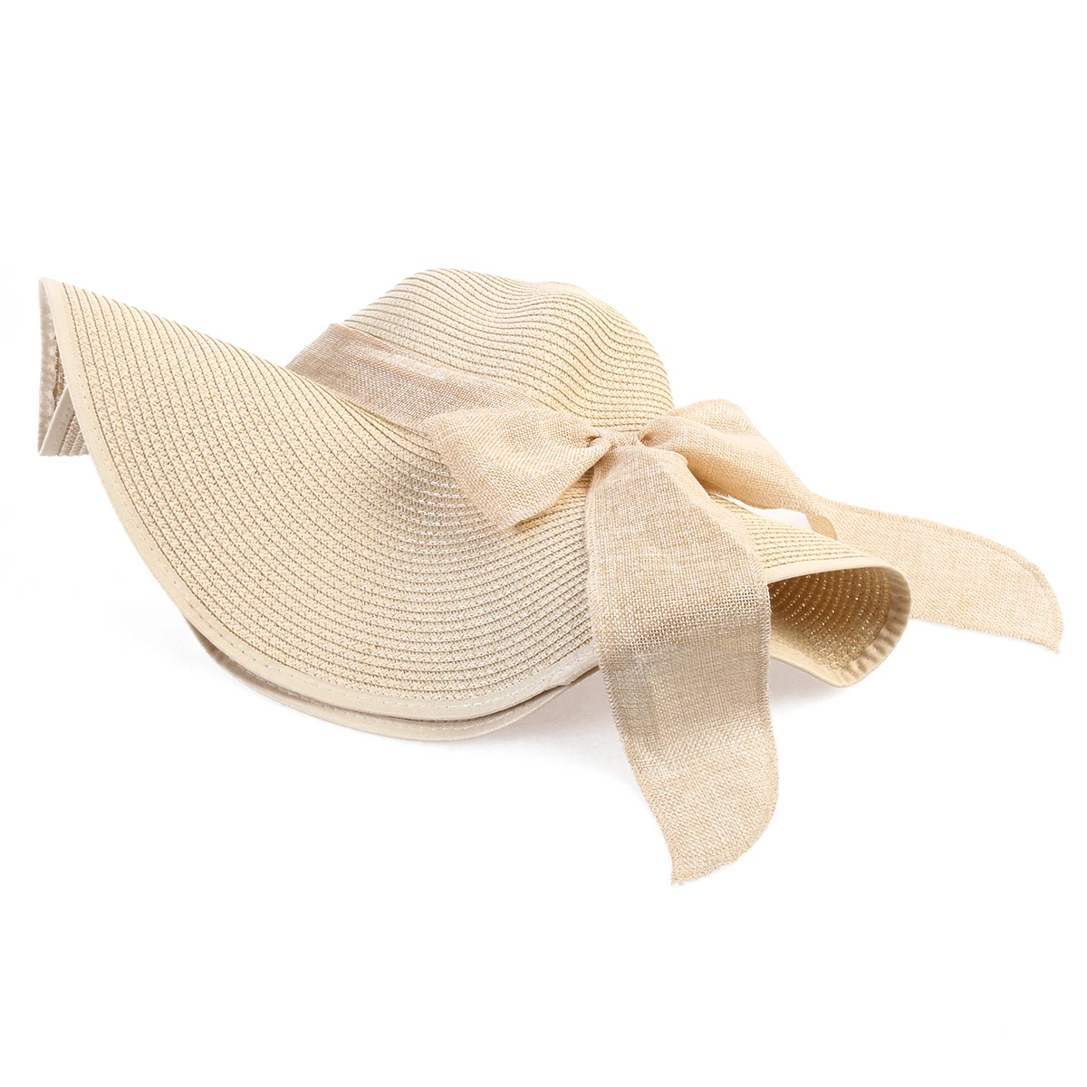 

Straw Wide Brim Sun Hat Women Beach Floppy Hats Travel Foldable Rushwork Sweatband Anti UV Photo Gardening Sea