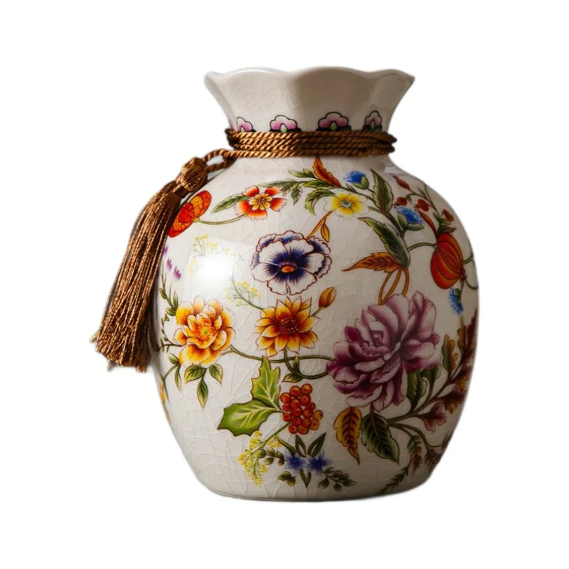 American Ceramic Vase Light Luxury Creative New Chinese Style Living Room Dining Table Desktop Small Vase Luxurious Home Decor