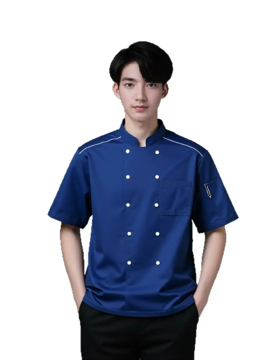 

Blue ort Sve Kitchen Work orm Breathable Me Ba Restaurant Chain Chef Clothes Tailor Made Textile Men's Workwear