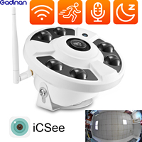 Gadinan iCSee WIFI Panorama FishEye Built-In MIC Audio IP Metal Ceiling Dome Camera 1.7mm IRC ONVIF XMEYE P2P NightVision Indoor