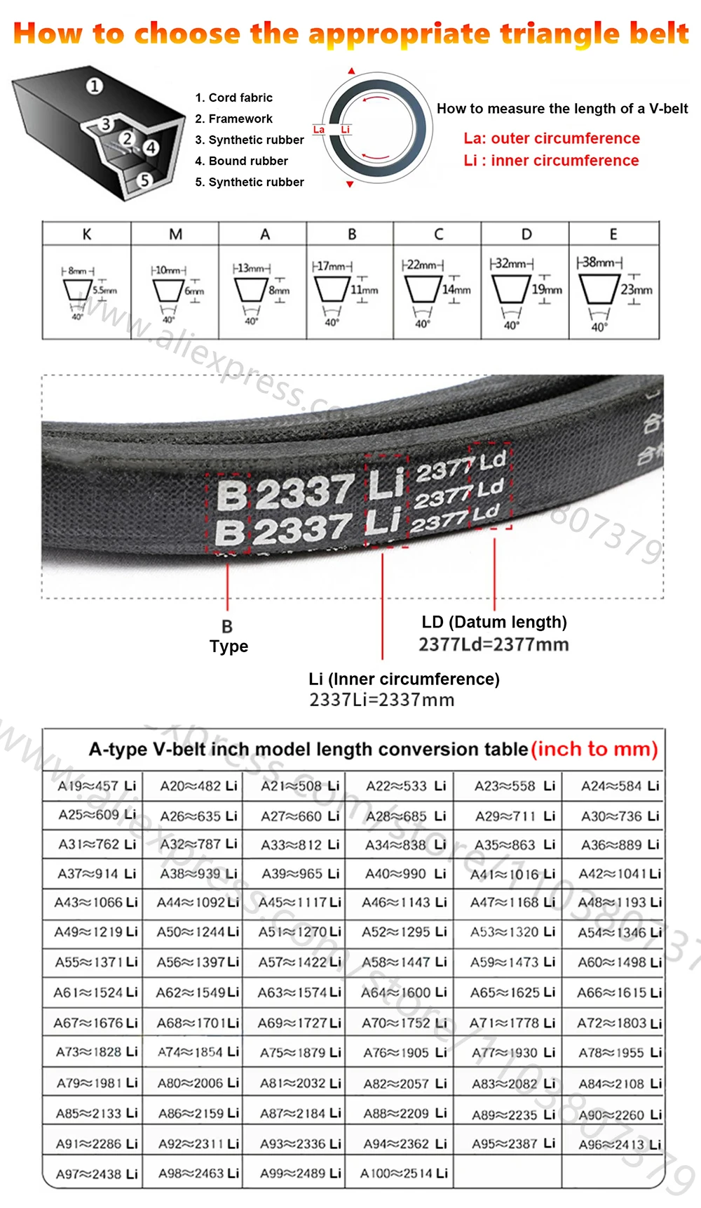 Rubber Type A V Belt Transmission Strap Drive Conveyor Belts A 16 19 20 23 25 28 30 32 35 40 42 45 46 48 50 52 56 58 59-66inches