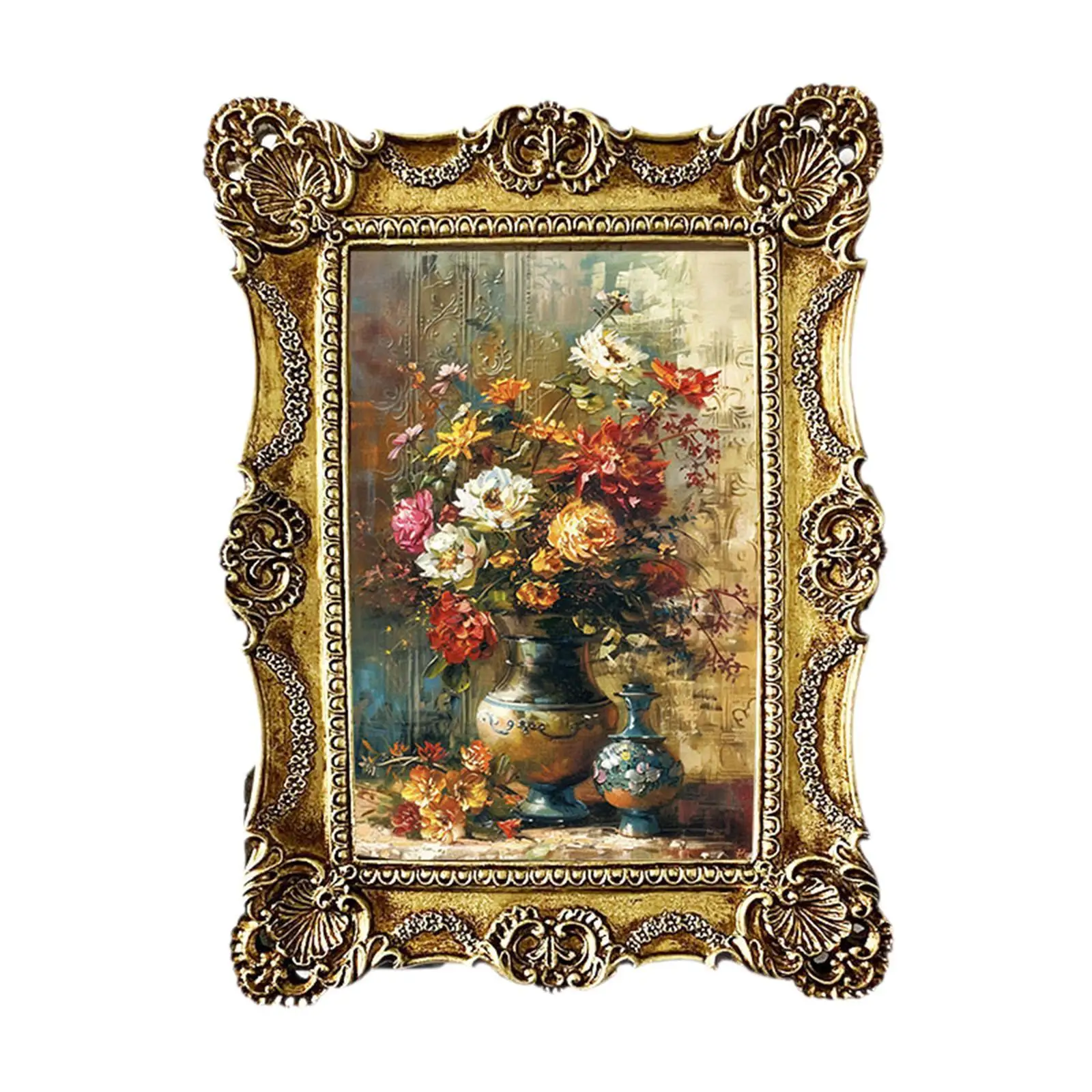 Vintage Picture Frame 4x6 inch Antique Baroque Retro Photo Gallery Art for Bedroom Office Wall Hanging Desktop Wedding Gift