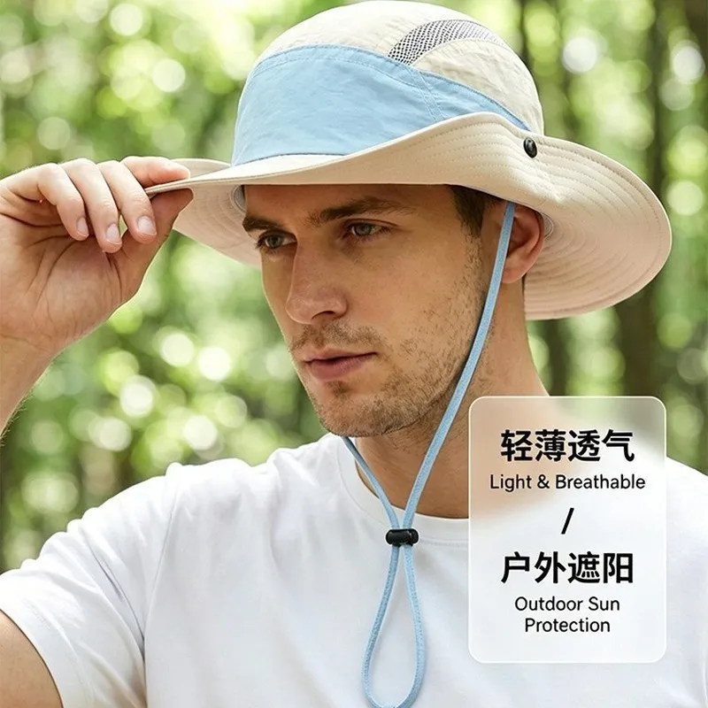unisex trendy summer outdoor quick dry fishing hat sun protection color block lightweight mesh breathable thin climbing cap