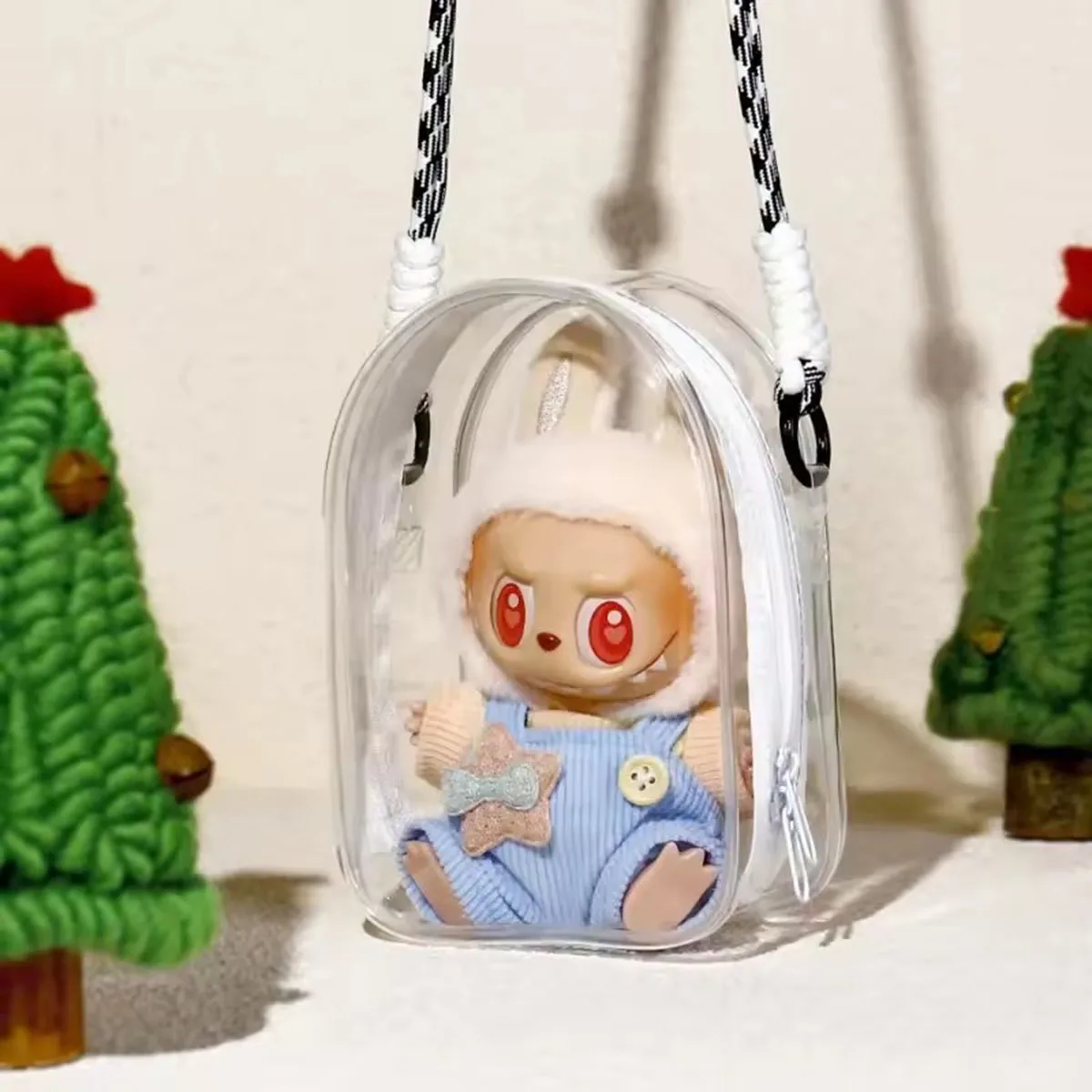 

For Labubu Protect Case Doll Transparent Shoulder Bag Fashion Dustproof Storage Bag Holiday Gift