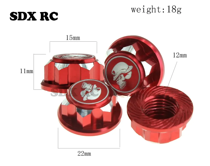 4pcs RC Car Metal 17mm Hex Wheel Nuts Dustproof Anti-Skid Non-slip for  X-Maxx Summit E-Revo Sledge Buggy Truck