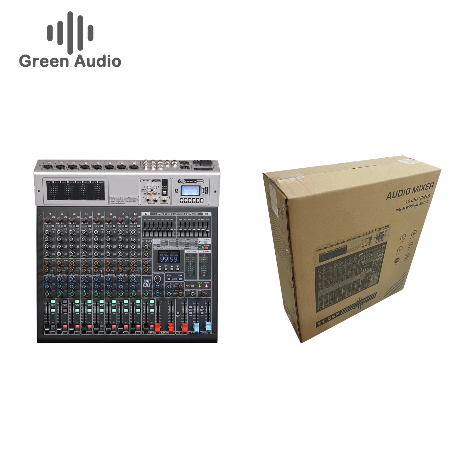 GAX-GBA10 Dual 7-Band EQ Professional Audio Dj Mixer For Stage Performance